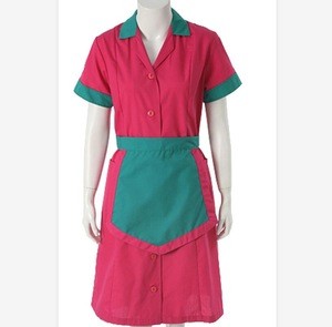 Ladies stylish cheap customized dress hotel server uniform