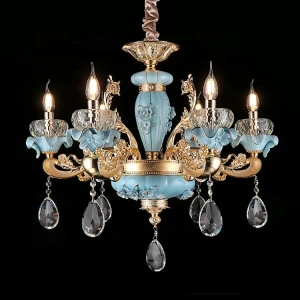 Large hall modern chandelier stairs long candle crystal lamp living room lamp ceiling lighting blue K9 crystal chandelier lamps