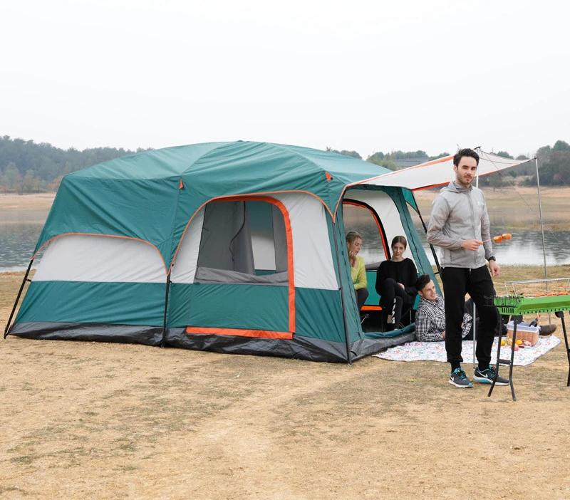 Large Luxury Outdoor Waterproof Wind Resistant Automatic Foldable 8-10 People Family Hiking Camping Sleeping Tent With Entrance