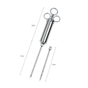 Large Stainless Steel Turkey BBQ Quick Meat Needle Sauces Flavor Marinade Injector Syringe