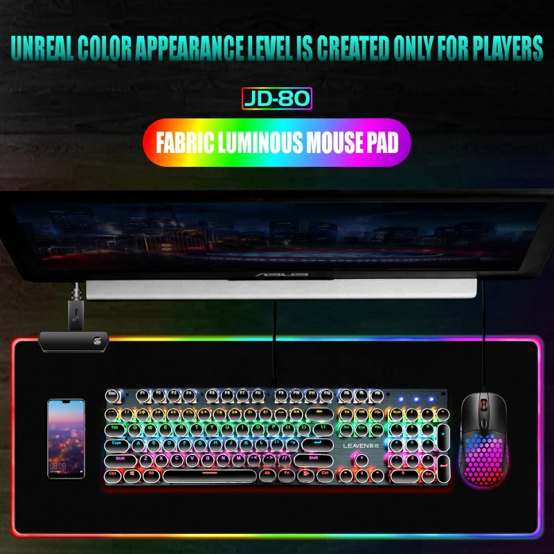 Large XXL Gamer Desk Mat playmat with Backlit LED Mousepad Gaming RGB Mouse Pad