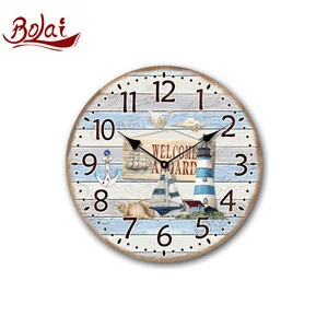 Leisure style fresh blue boat and lighthouse clock nautical crafts in low price