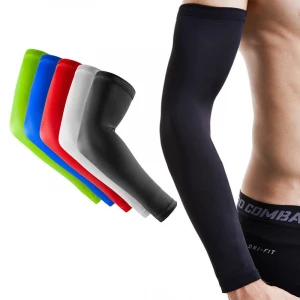 Logo custom compression arm sleeve Sports Black Arm Sleeves Cycling Basketball UV protector compression sleeve arm