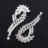 Luxury Brand Cubic Zirconia Ear Cuff Earring for Women Full Prong Austrian Crystal 2 in 1 Feather Earrings Jackets