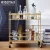 Import Luxury glass shelf gold frame hotel Restaurant Service Trolley /Drinks Trolley/Wine Trolle with wheels from China