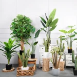 M177 Wholesale Green Plants In Pots Plam Olive Bamboo Banana Artificial Bonsai Tree Silk Artificial Plants For Home Decor Indoor