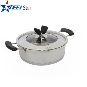 Manufacturer stainless steel 24/26cm casserole hot pot with butterfly bakelite knob