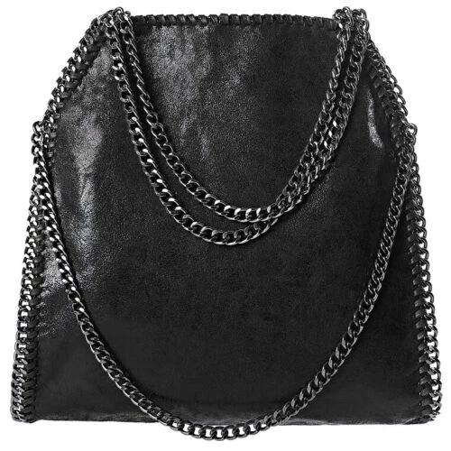 Mature Women Big Shoulder Bag Chains Eco-Leather RPET PU material handbag huge capacity influencer type with chain decoration