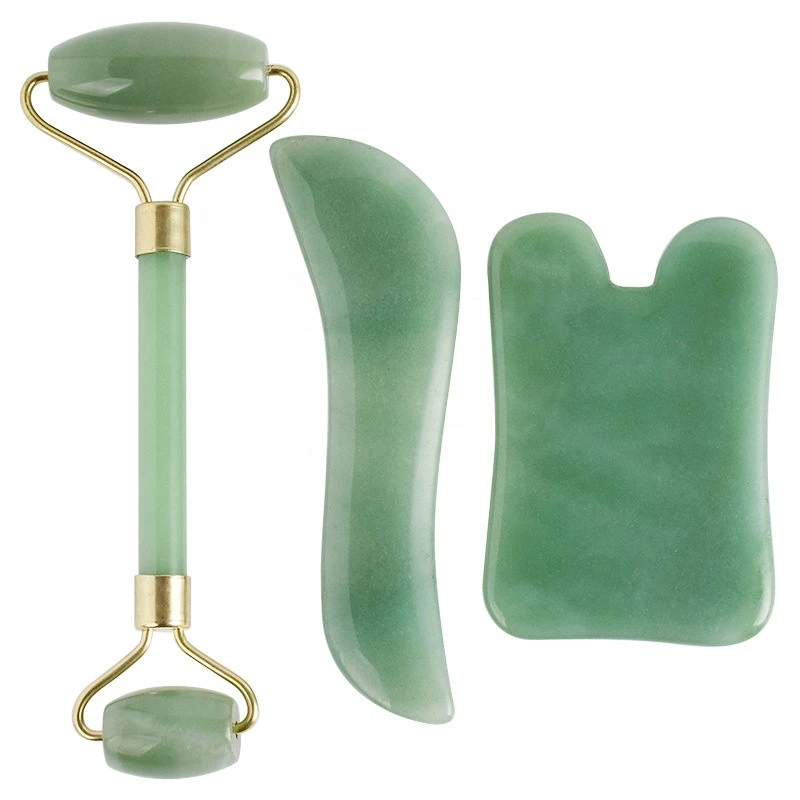 Melason Wholesale Best Anti Aging Face Massager Pink Rose Natural Facial Jade Roller and Gua Sha Set With Box Packaging