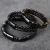 Import Men Magnetic Clasp Beaded Bracelets Jewelry Black Genuine Leather Natural Stone Tiger Eye Bracelet from China