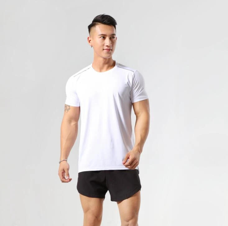 Men Sports Fitness Workout Running Shirts Gym T-shirts Mesh Polyester Top Custom Logo