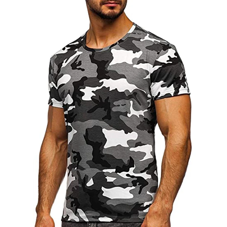 Mens Camouflage Short Sleeve Lightweight Quick Dry Casul Sports T-Shirts