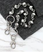 Men's Waist Belt Chain Skull Head Metal Hip Hop Gothic Punk Skeleton Pants Trousers Jean Biker Wallet Key Chain Ring DW55
