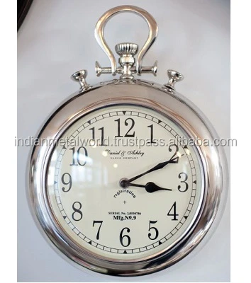 metal silver clock with black dial