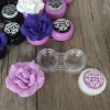 Mini flower Contact Lens Case Box Travel Kit Easy Carry Mirror Container