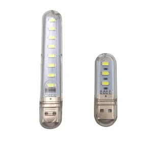 Mini USB Powered LED Night Light Lamp Flashlight Lamp Portable USB Power Pure White 3 LED Strip Pocket Lamp