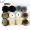 Mixed color Faux fur pom poms with snap button for beanie hat