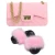 Import Mixed Color Fur Slides And Matching Purse Wholesale Price Bulk Women Faux Fur Slides Slippers And Colorful Cross-body Bag Set from China