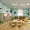 Modern Design Childcare Center Bookshelf Natural Wood Kids Tables and Chairs Nursery Baby Kindergarten Furniture Sets
