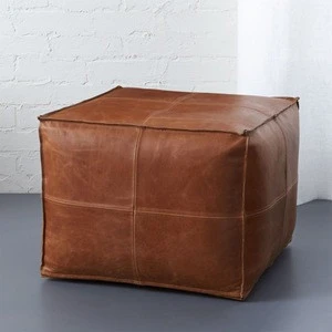 modern furniture classic style small home stool ottoman square brown leather pouf