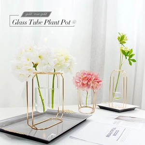 Modern Hanging Flowers Mini Plant Pot Indoor Flower Hydroponic Container Vase Metal Iron Flower Pot Stand
