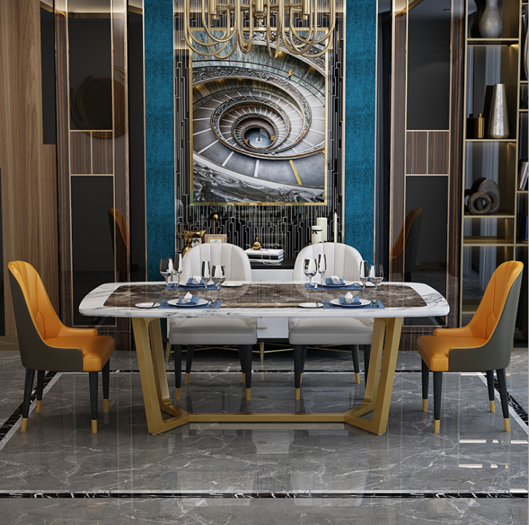 Buy Modern Light Luxury Marble Dining Table And Chair Nordic Minimalist ...