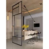 Mondrian design indoor decorative glass divider fixed screen with grill aluminum frame privacy screen partition