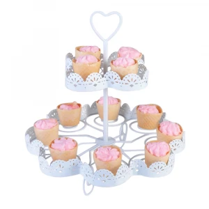 Multifunctional Party Wedding Afternoon Tea Decorative Round Shaped Metal White Cake Stand
