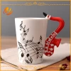 Music Mug with Saxophone Shaped Handle in a Gift Box - 200 ml - Ceramic