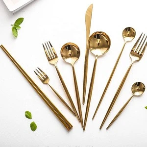 New arrival fashion luxury flatware silverware forged stainless steel polished spoon fork set cutlery