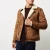 Import New Arrival Fashion Men Clothing Light Brown Borg Collar Biker Jacket With Suede Fabric from China