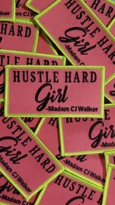 New Arrival, Neon Colors &quot;Hustle Hard Girl&quot; Madam CJ Walker Homage Badge, Cute Iron-on Embroidered Patch, Craft Supplies, Small