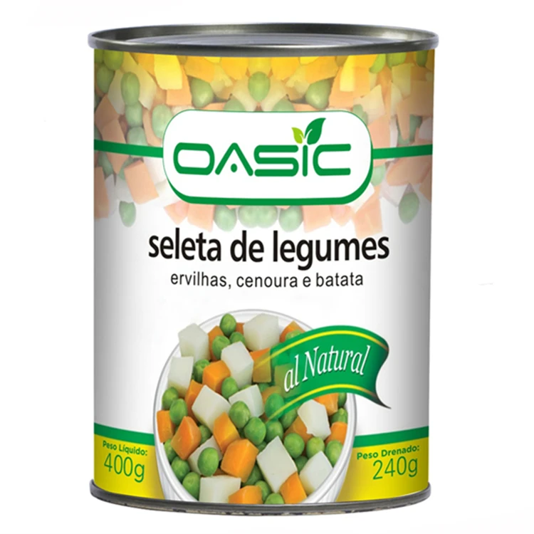 New Crop Fresh Cheap Canned Mixed Vegetables Food with Carrot and Green Peas
