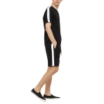 New Design Stripe Panel O Neck Half Sleeve Causal Wear Mens T Shirt With Shorts Set