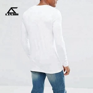 New design t-shirt OEM service knitted white crew neck plain long sleeve t shirt custom