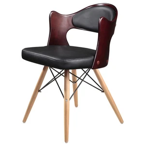 NEW Elegant PU Leather Wooden Cushion Restaurant Chair with Solid Wood Legs