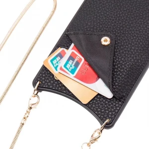 New Fashion Phone Case with metal strap for iPhone XS Max 6 7 8plus Leather Mobile Phone Cover With Wallet For iphoneXR