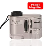 New Mini Lens 60X Pocket Magnifier Microscope With LED Light
