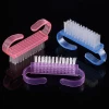 New Mini Pink Blue Purple Finger Nail Cleaning Tools Plastic Nail Art Dust Cleaning Brush