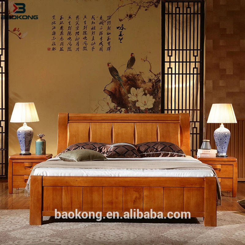 New Model Popular Home Bedroom Furniture Double Plank Bed