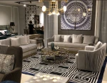 New modern light luxury style velvet fabric three-seater sofa with stainless steel decorated  for livingroom furniture