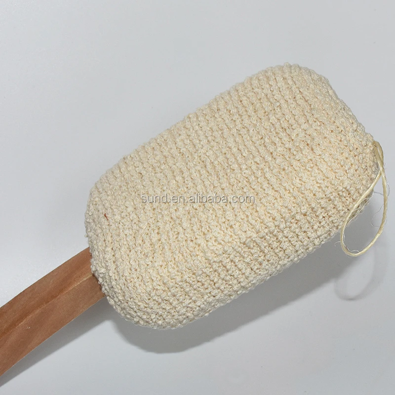 New Product Natural Sisal Sponge Bath Back Brush With Long Wooden Handle,shower body massager,cleaning scrubber,exfoliate skin