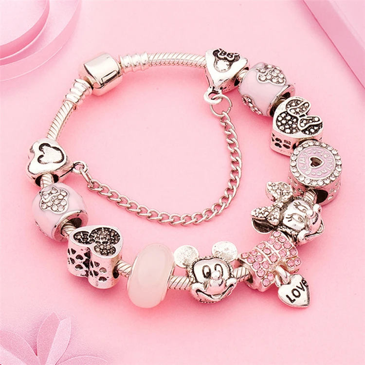 New style multiple new designer pink stainless steel bangle charm bracelet