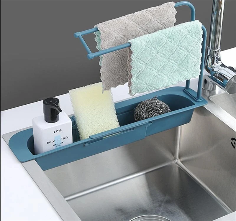 NEW Telescopic Sink Rack Holder Expandable Storage Drain Basket For Home Kitchen Household Adjustment Rack Home Kitchen Storage