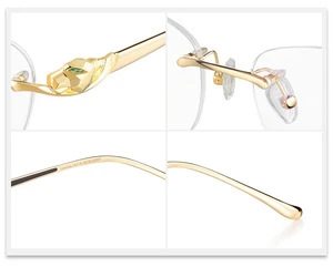 Noble elegant Rimless Square Shaped Gentleman Optical Glasses Frame 18K Yellow Gold optical glasses eyewear for men