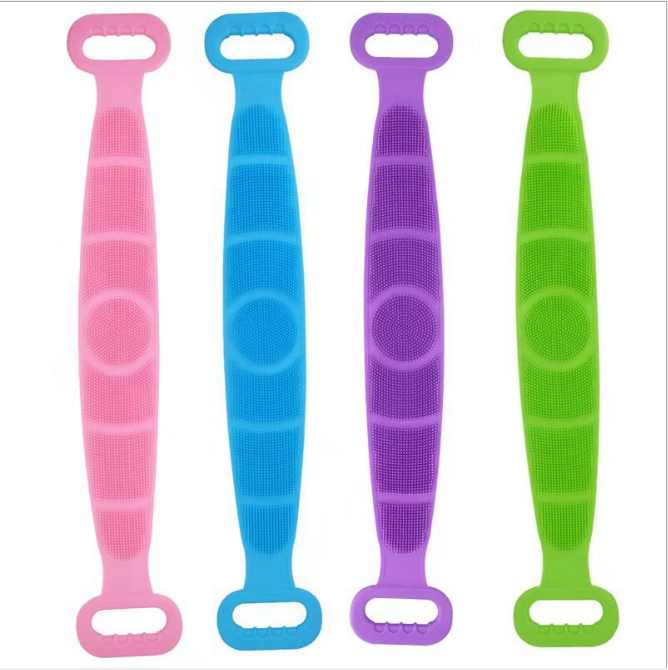 Non-toxic Wear-resistant Unisex Silicone Bath Towel Sponge Scrubber Belt BODY Long Handle Smell Removing/dehumidification
