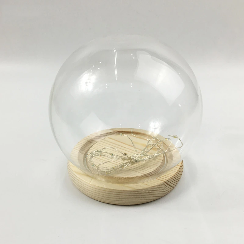 OEM Factory Directly Produce All Sizes of Round Glass Dome with Base With Wooden Base