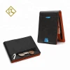 OEM mens wallets minimalist rfid blocking metal zipper coin pocket money clip card holder genuine leather smart wallet for men
