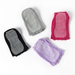 OEM women yoga socks colorful cotton open toe socks anti sliip rubber sole custom pilates socks