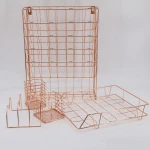 Office Supplies Desk Accessories for Women Rose Gold 5 Piece Wire Rose Gold Desk Organizer Set For Home wall file organizer